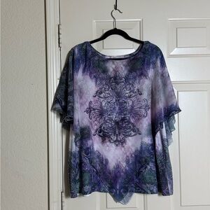 Croft & Barrow Purple Various Colors Sheer Cotton Flowing Blouse Size 18/20